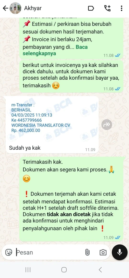 Terjemahan Resmi Ijazah Akhyar